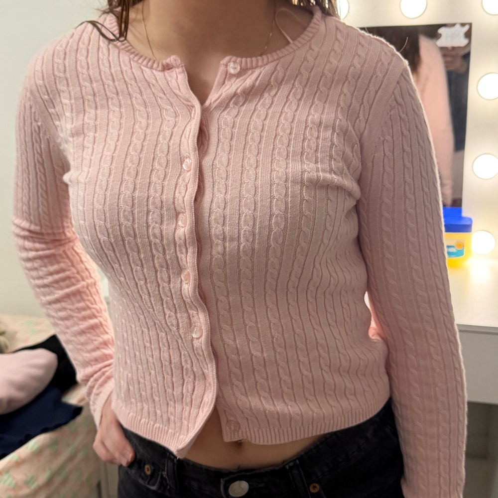 Aeropostale Light Pink Cable Knit Cardigan